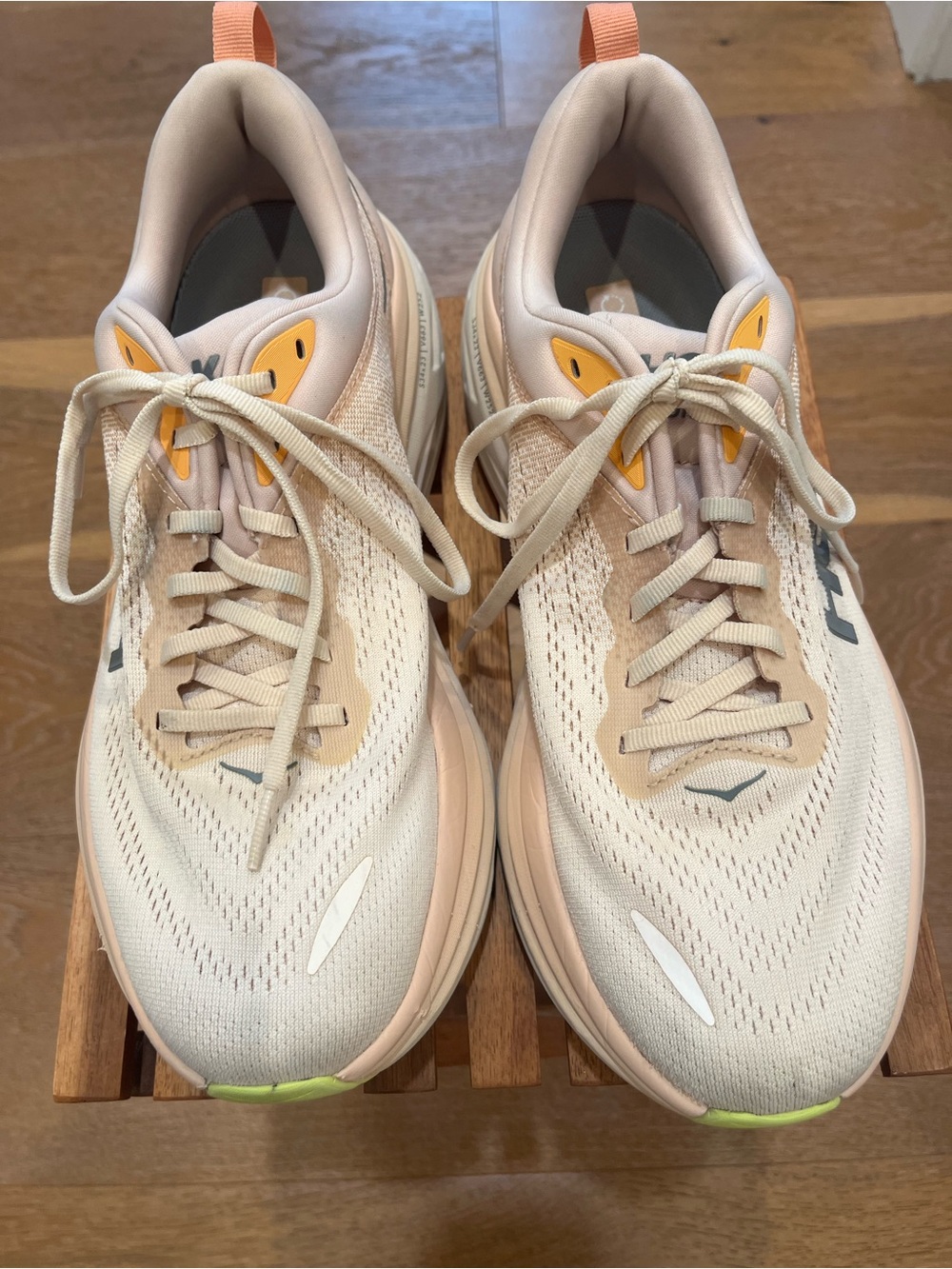 Hoka Women's Running Shoes in Neutral Blush with Yellow Accents